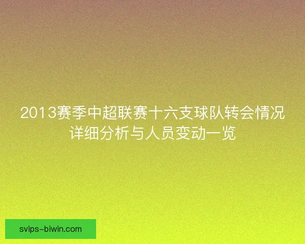 2013赛季中超联赛十六支球队转会情况详细分析与人员变动一览